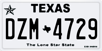 TX license plate DZM4729