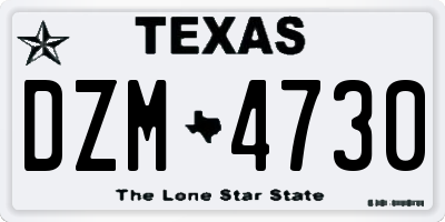 TX license plate DZM4730
