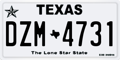 TX license plate DZM4731
