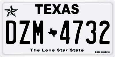 TX license plate DZM4732