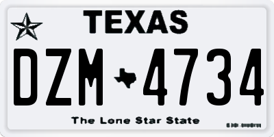 TX license plate DZM4734
