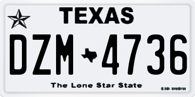 TX license plate DZM4736