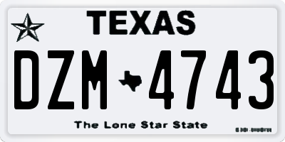 TX license plate DZM4743