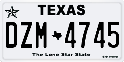 TX license plate DZM4745