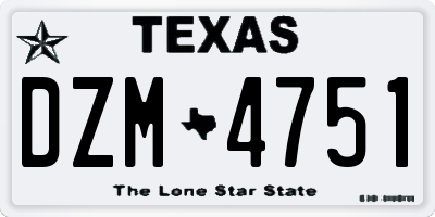TX license plate DZM4751