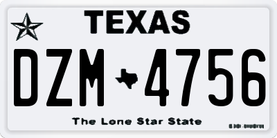 TX license plate DZM4756