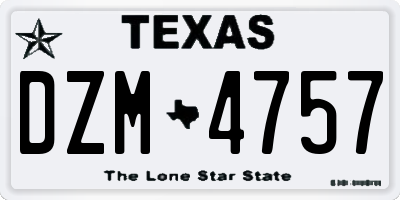 TX license plate DZM4757