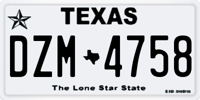 TX license plate DZM4758