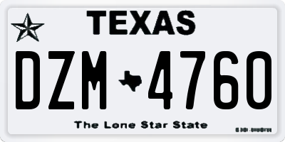 TX license plate DZM4760
