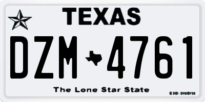 TX license plate DZM4761