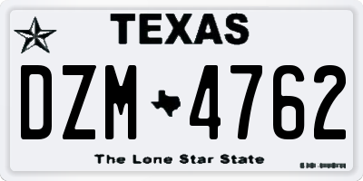 TX license plate DZM4762