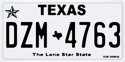 TX license plate DZM4763