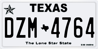 TX license plate DZM4764