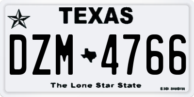 TX license plate DZM4766