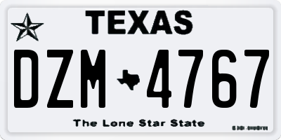 TX license plate DZM4767