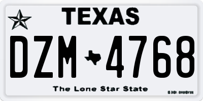 TX license plate DZM4768