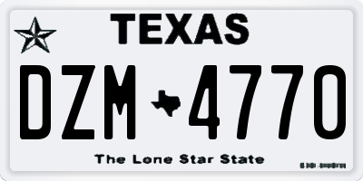 TX license plate DZM4770