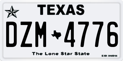 TX license plate DZM4776