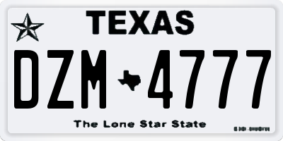 TX license plate DZM4777