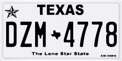 TX license plate DZM4778