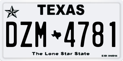 TX license plate DZM4781