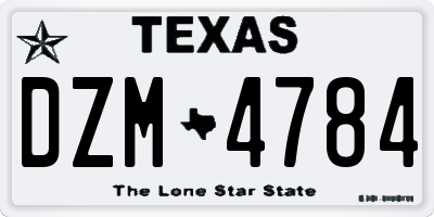 TX license plate DZM4784