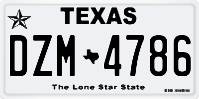 TX license plate DZM4786