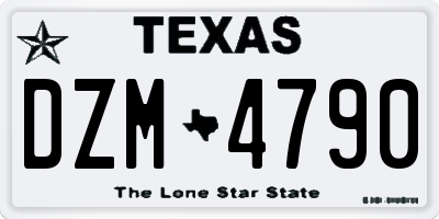 TX license plate DZM4790