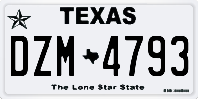 TX license plate DZM4793