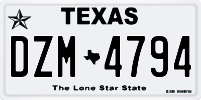 TX license plate DZM4794