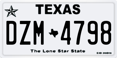 TX license plate DZM4798