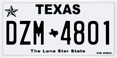 TX license plate DZM4801