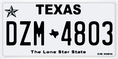 TX license plate DZM4803