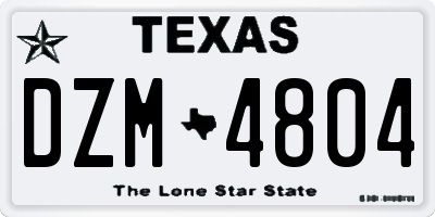 TX license plate DZM4804
