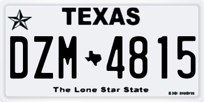 TX license plate DZM4815