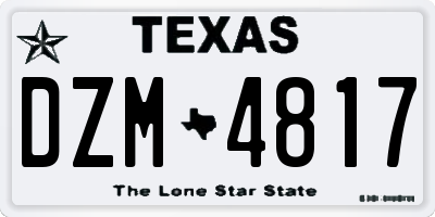 TX license plate DZM4817