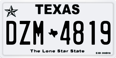 TX license plate DZM4819