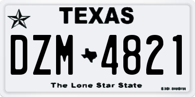 TX license plate DZM4821
