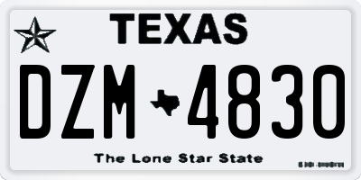 TX license plate DZM4830