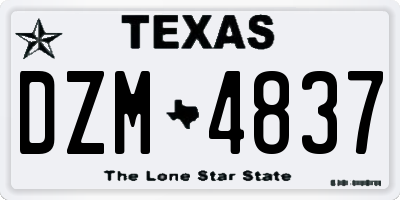 TX license plate DZM4837
