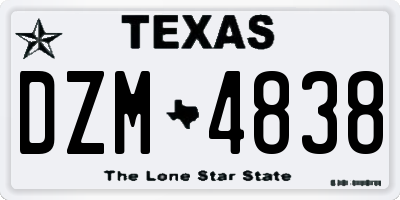 TX license plate DZM4838