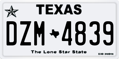 TX license plate DZM4839