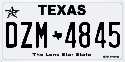 TX license plate DZM4845
