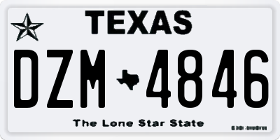 TX license plate DZM4846