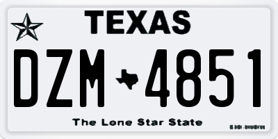 TX license plate DZM4851