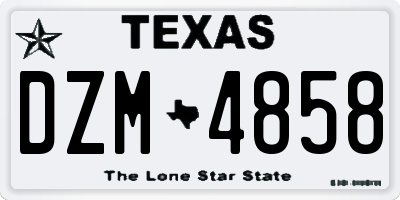 TX license plate DZM4858