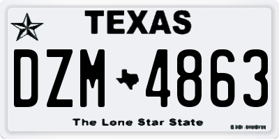 TX license plate DZM4863