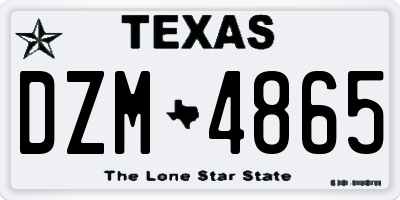 TX license plate DZM4865