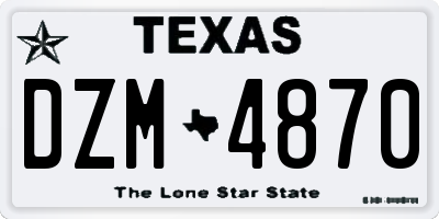 TX license plate DZM4870