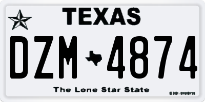 TX license plate DZM4874